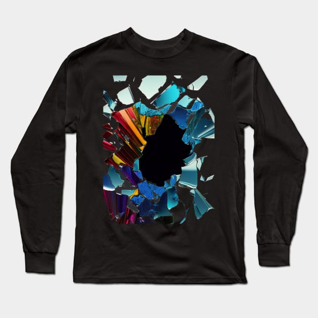 Colourfull broken glass Long Sleeve T-Shirt by newcoloursintheblock